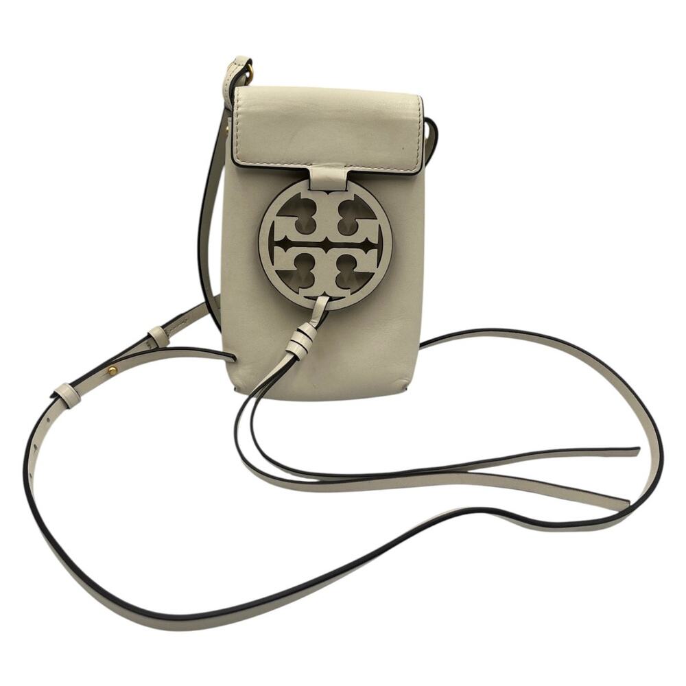 Tory Burch Phone Crossbody Bag Miller Double T Logo Leather Ivory